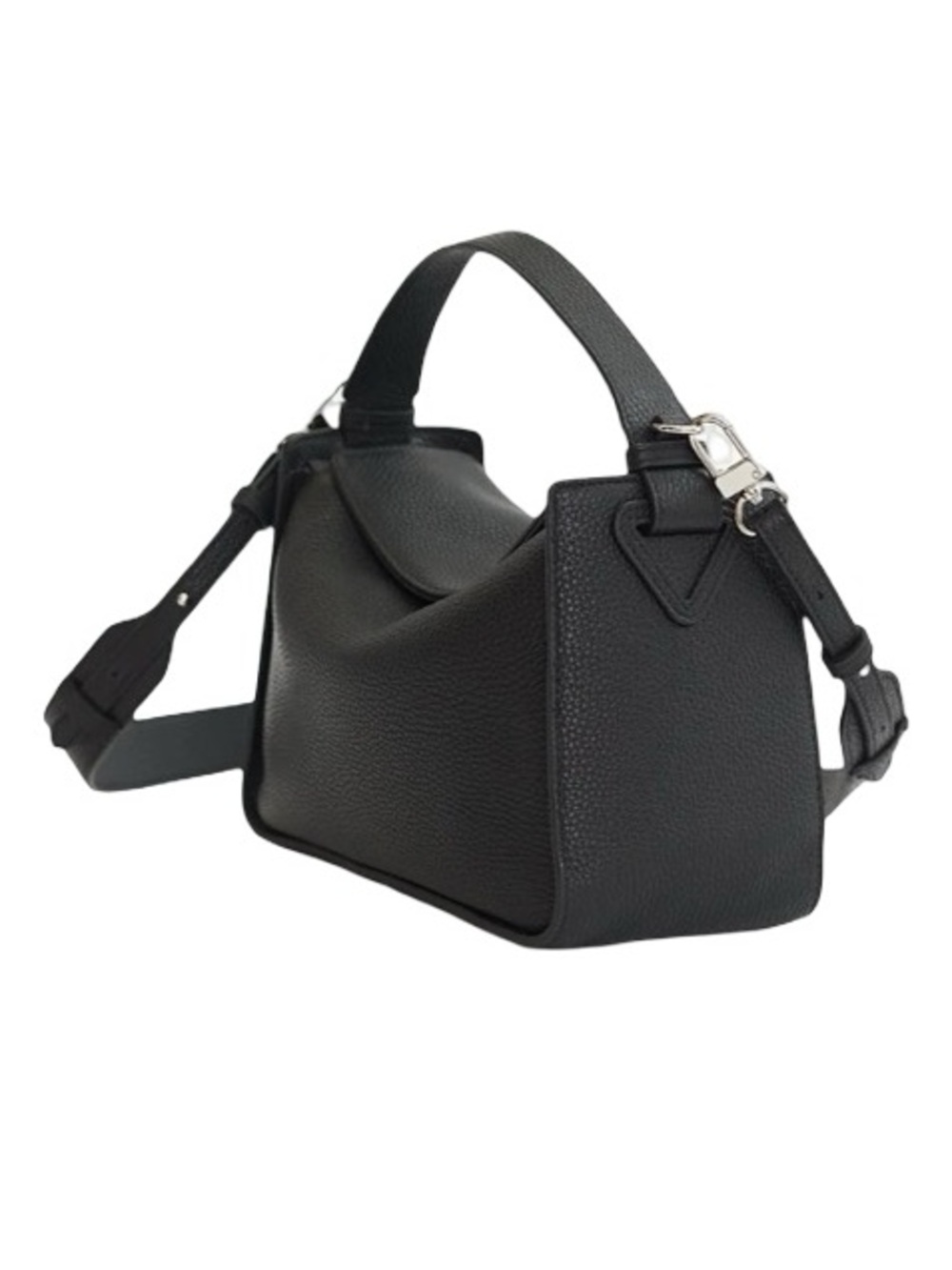 The Horse Clementine Handbag Shoulder Bag Black Pebbled Leather Silver Hardware - Picture 2 of 16